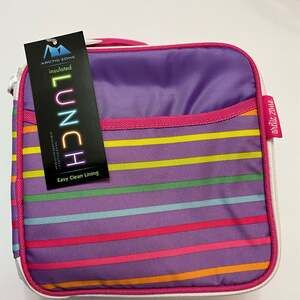 Arctic Zone Thermal Insulated Striped Lunch Bag - Purple & Pink